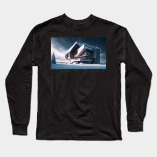 White futuristic house in snowy place Long Sleeve T-Shirt